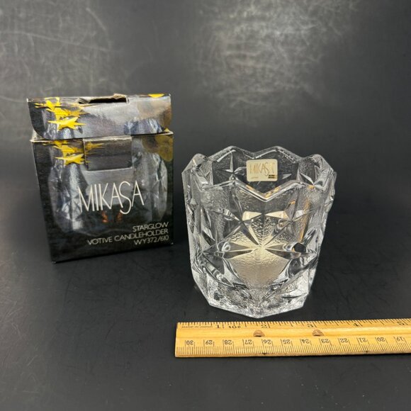 Vtg Mikasa Starglow Votive Candleholder Clear Frosted Glass Textured WY372/610 - Picture 1 of 11